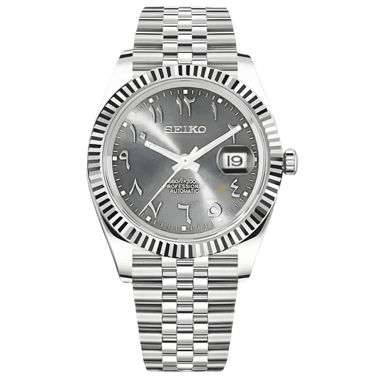 Seiko Mod Datejust Arabic Grey